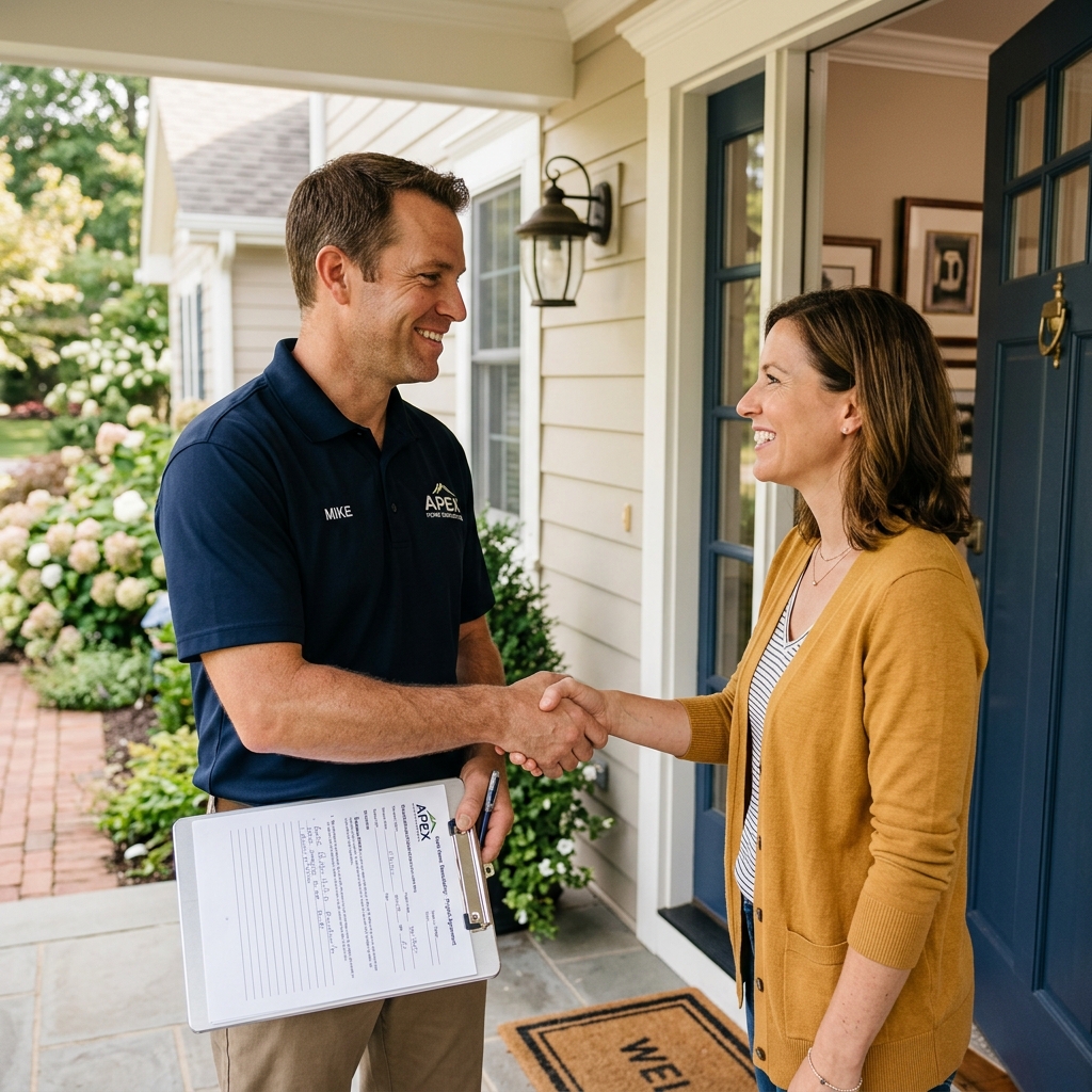 Contractor meeting a client